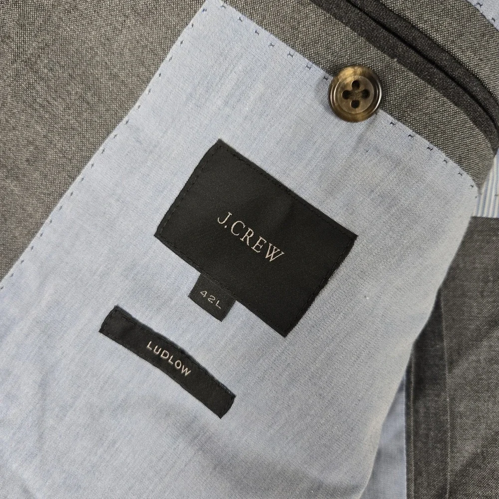 J Crew Tessuti Carpini Blazer Mens 42L Ludlow Gray Cotton Made in Italy